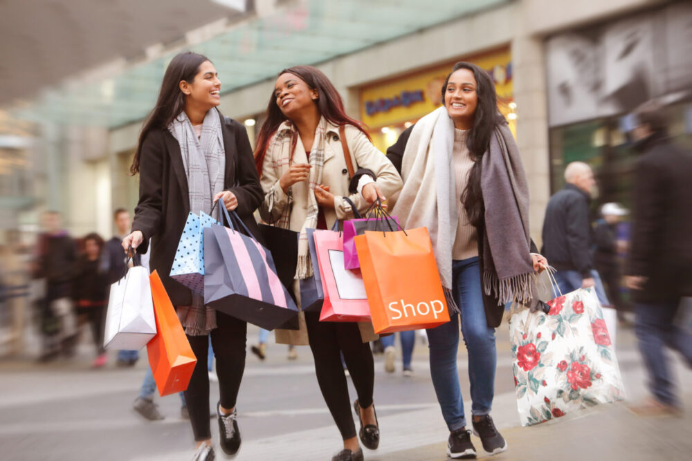 Three women shopping